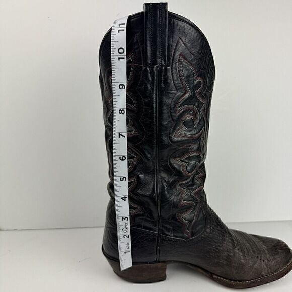 Vintage Amazonas Black Almond Toe Western Cowboy Boots, Sz. Mens 9, Womens 10.5 - Picture 13 of 15